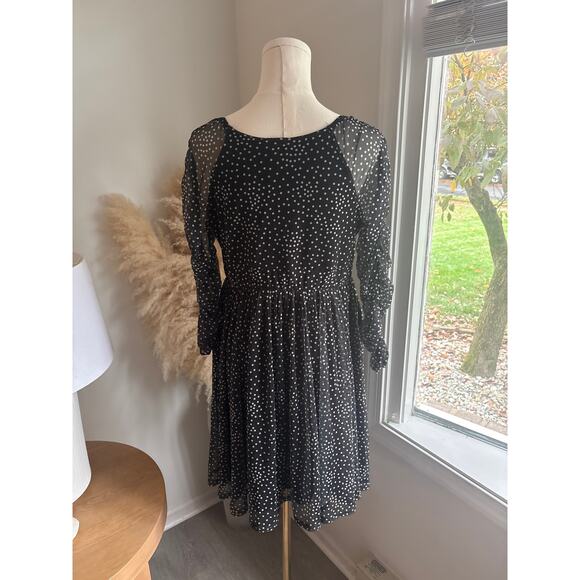 NWT Torrid Mini Mesh Long Sleeve Ruched Skater Dress Black Dot Size Medium - Picture 10 of 11
